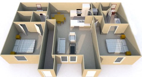 a rendering of a 3d floor plan of a house